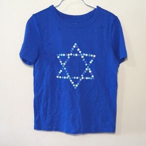 Cat & Jack Hanukkah T-shirt Blue Star of David Holiday Festive Girls Size S